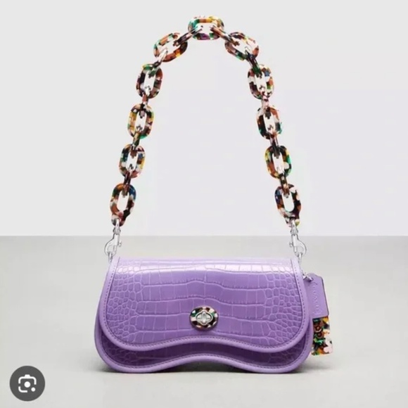 Coach Wavy Dinky Bag Crossbody Iris Croc Embossed Coachtopia Leather - Picture 2 of 7